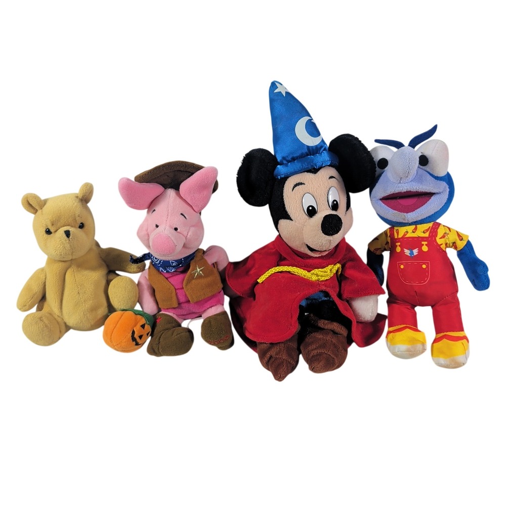 Disney Plush Toy Lot Small Multi Mickey Piglet Pooh Gonzo Mixed Materials